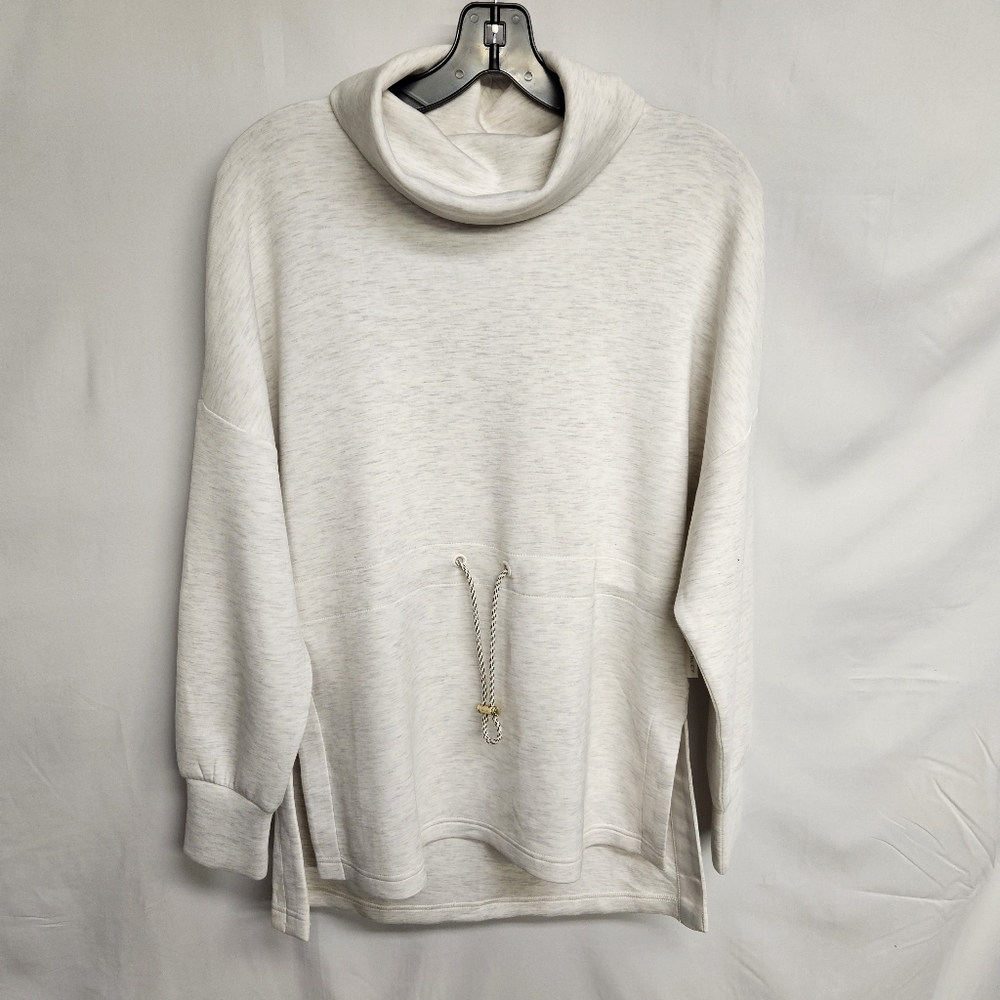 Varley Freya Sweat Women’s Size Small Ivory Long Sleeve Funnel Neck Drawcord